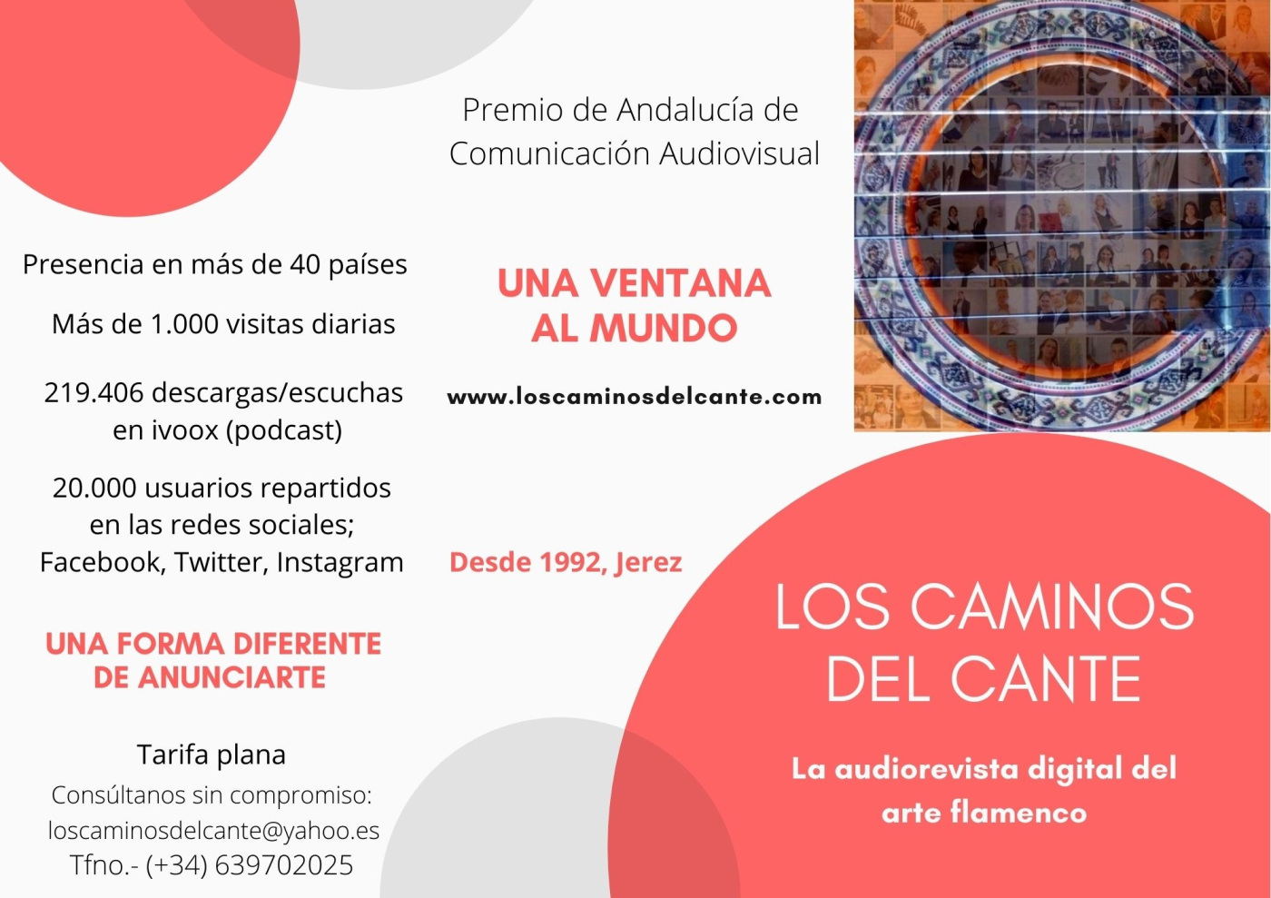 Antigua publicidad del programa 'Los caminos del cante' en Onda Jerez Radio.