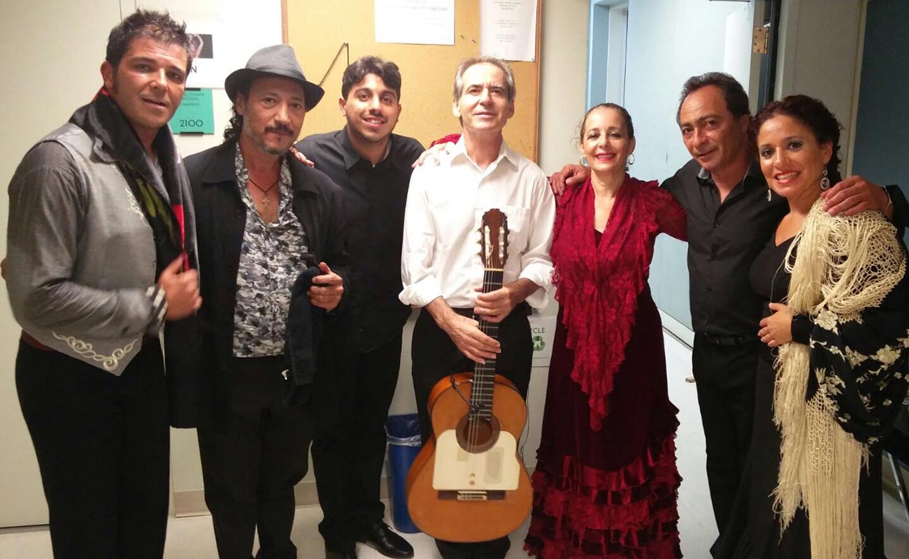 Ángel Rojas, Paco Fernández, Morenito hijo, Paco Fonta, Celia Fonta, Morenito de Íllora y Rocío Bazán. Festival de Cante Flamenco de Miami 2019.